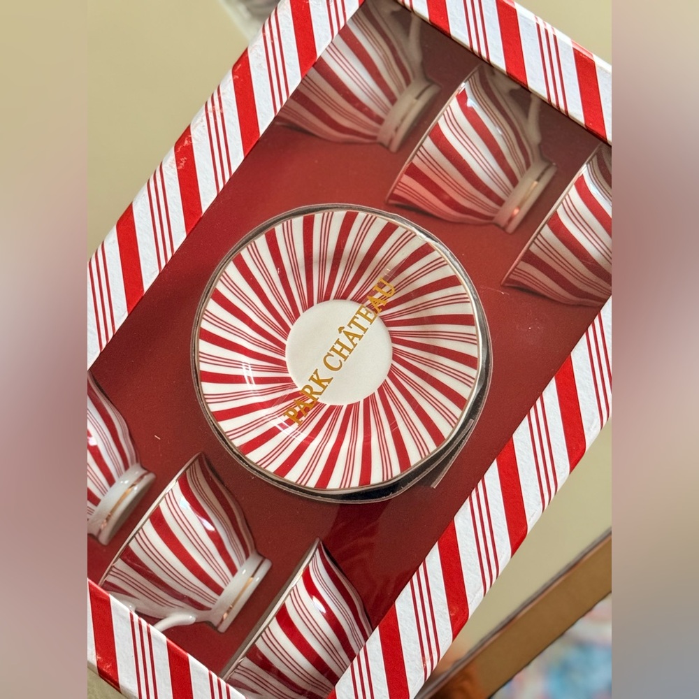 Park Château Peppermint Stripe Tea Cup & Saucer Set – New in Box